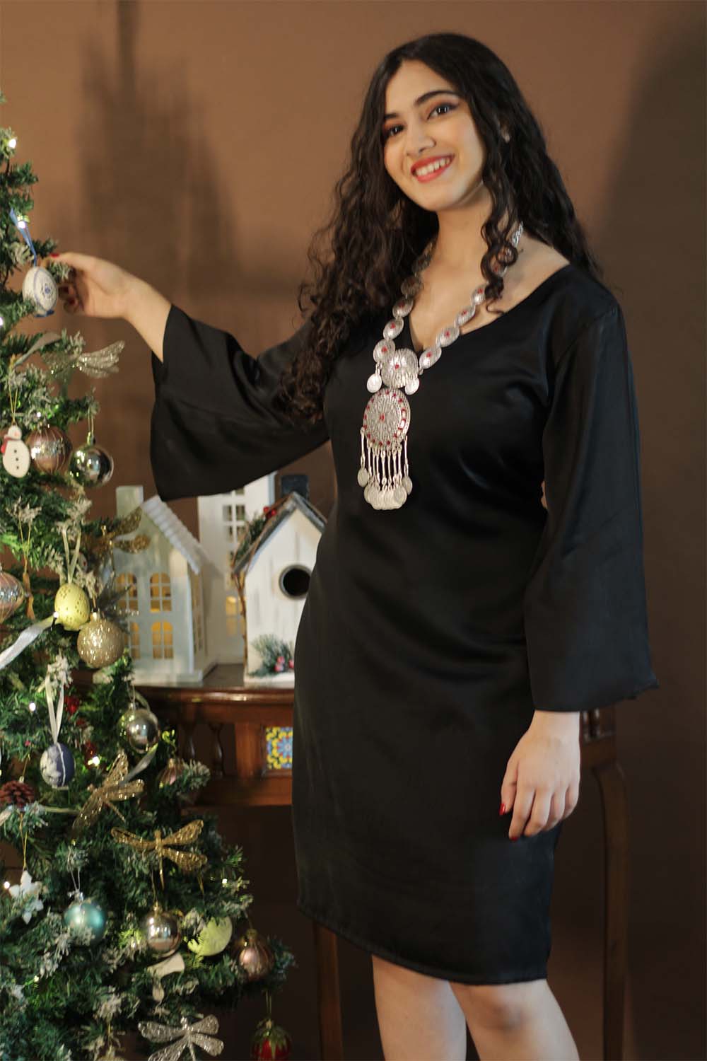 Diva | Bell Sleeves Modal Dress | Midnight Noir