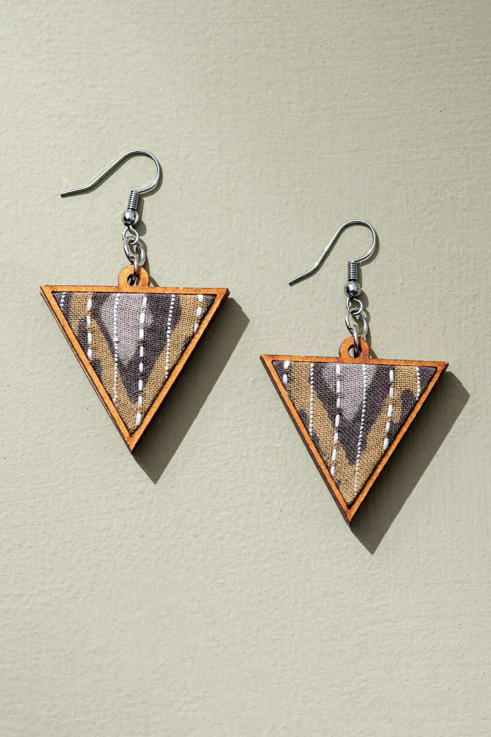 Abira | Chindi Fabric & Wood Earrings | Brown Ajrakh