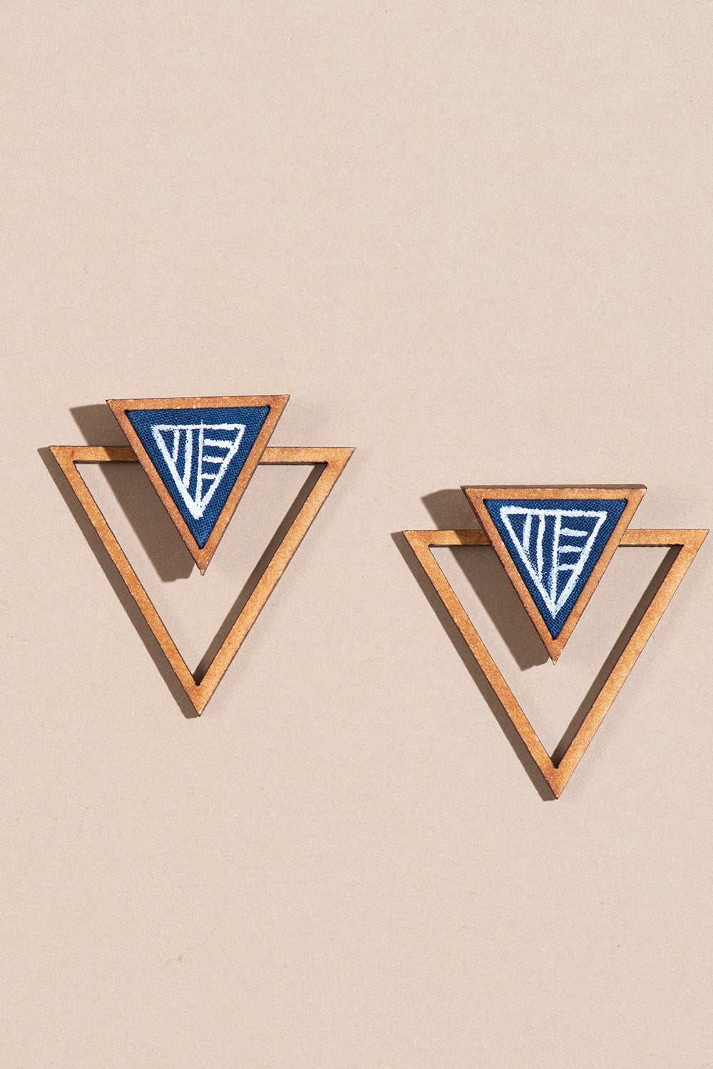 Abira | Chindi Fabric & Wood Earrings | Blue