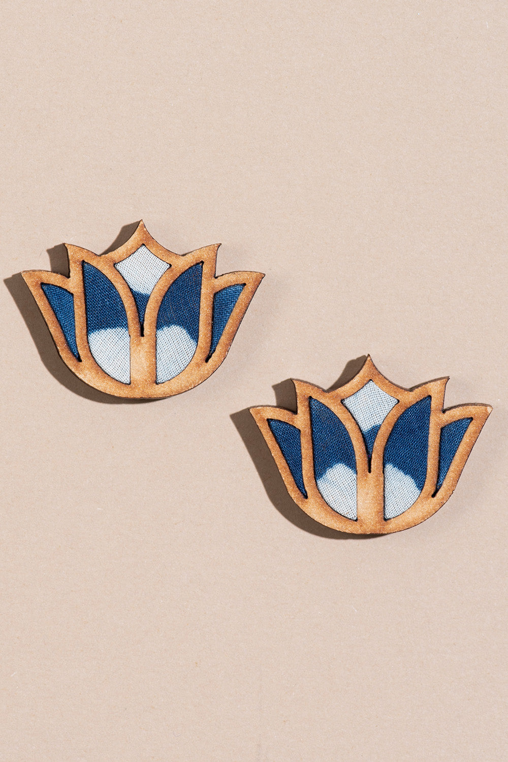 Abira | Chindi Fabric & Wood Earrings | Indigo