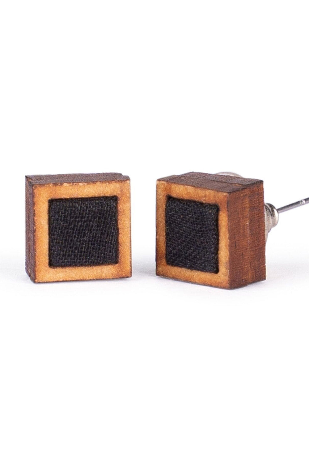 Abira | Chindi Fabric & Wood Earrings | Noir