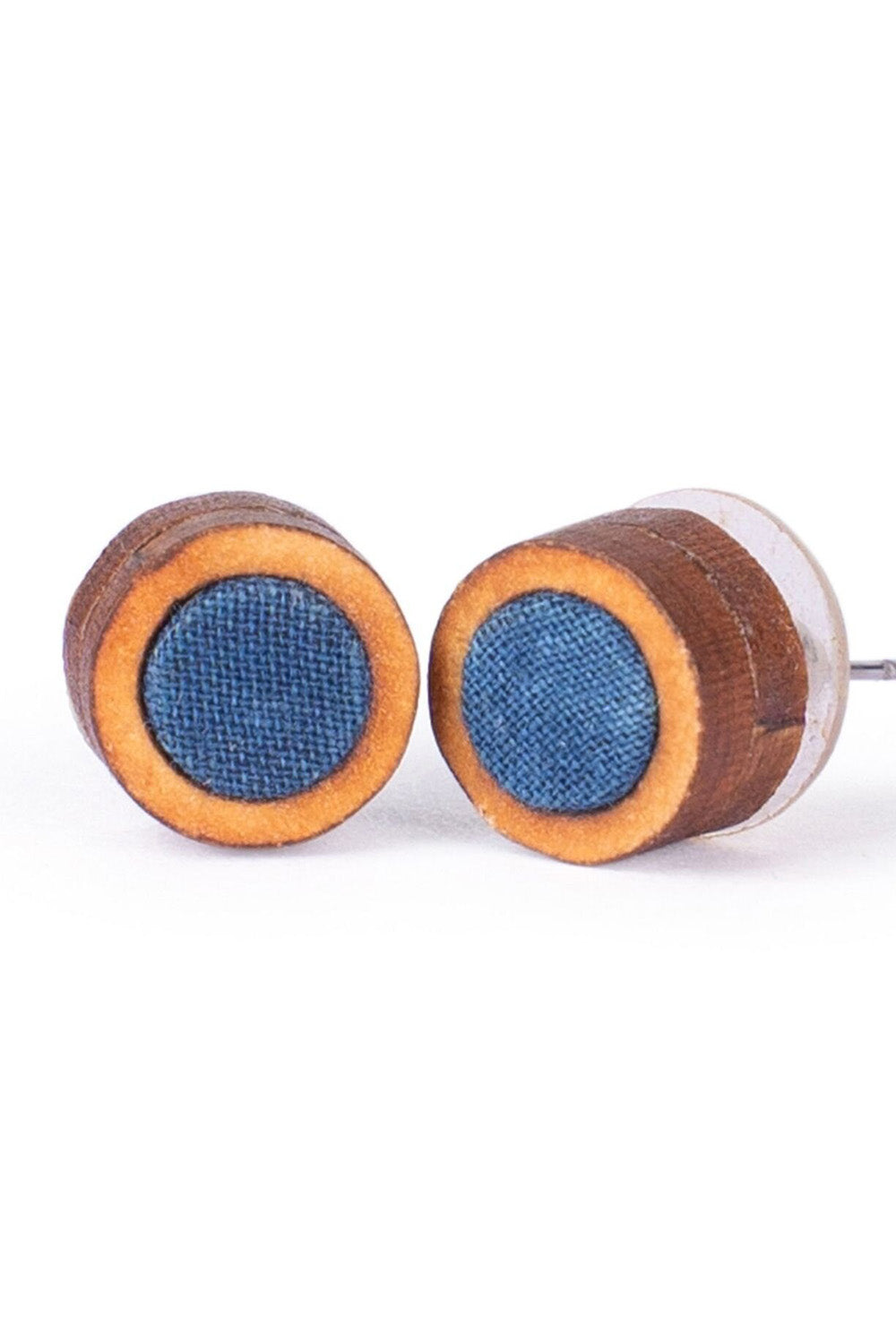 Abira | Chindi Fabric & Wood Earrings | Blue