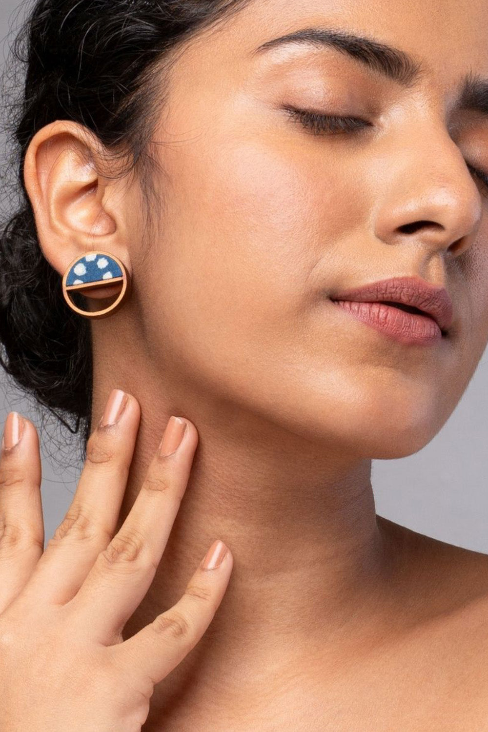 Abira | Chindi Fabric & Wood Earrings | Blue