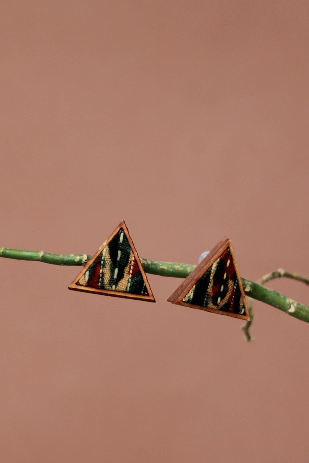 Abira | Chindi Fabric & Wood Earrings | Green