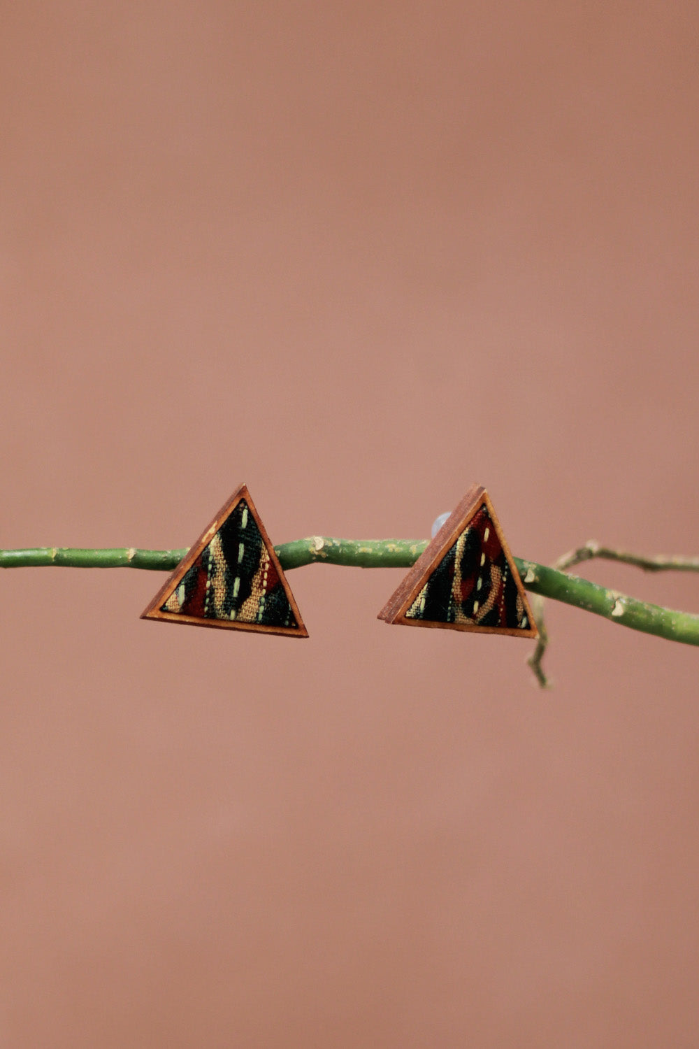 Abira | Chindi Fabric & Wood Earrings | Green