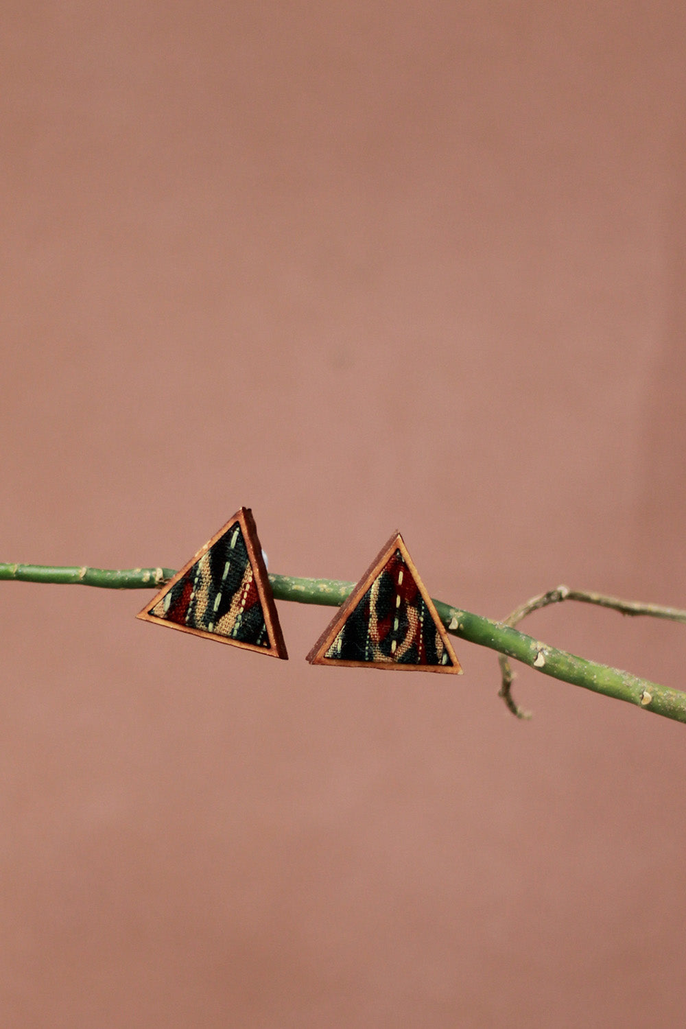 Abira | Chindi Fabric & Wood Earrings | Green