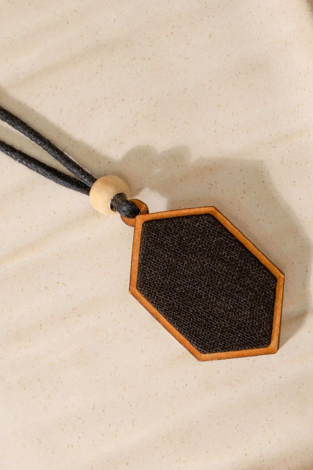 Abira | Chindi Fabric & Wood Necklace | Noir