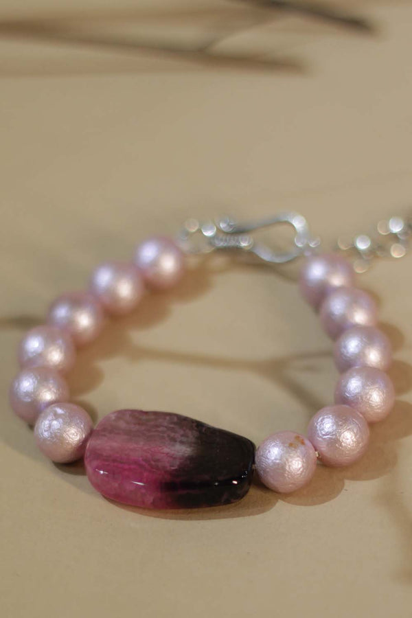 Bracelet | Pink Shell Pearl & Agate