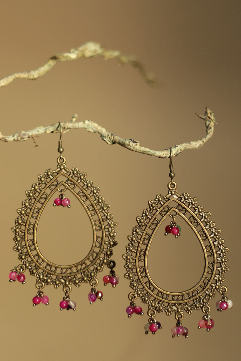 Rimjhim | Beaded Earrings | Fuchsia Pink