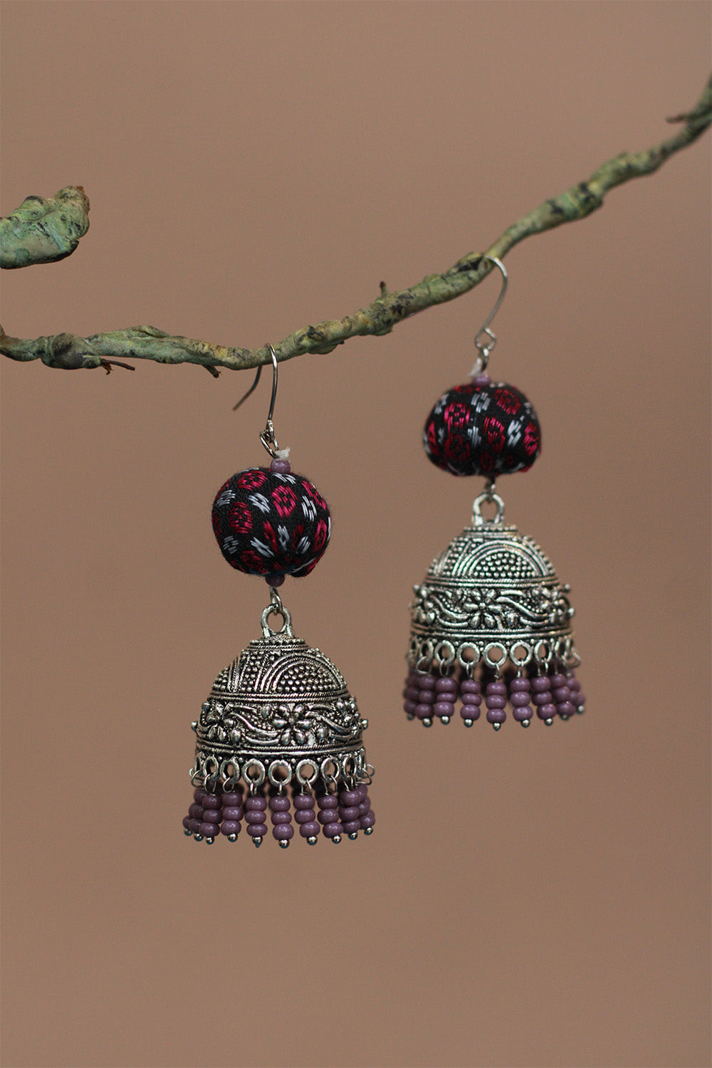 Nakhre | Chindi Potli Jhumka | Noir & Lilac