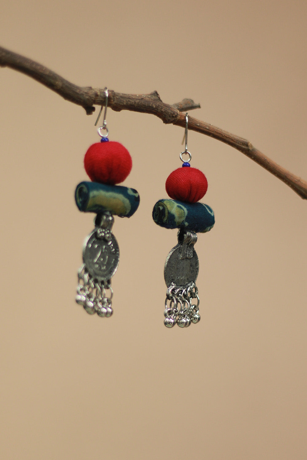 Nakhre | Chindi Coin Earring | Rouge & Sea Green