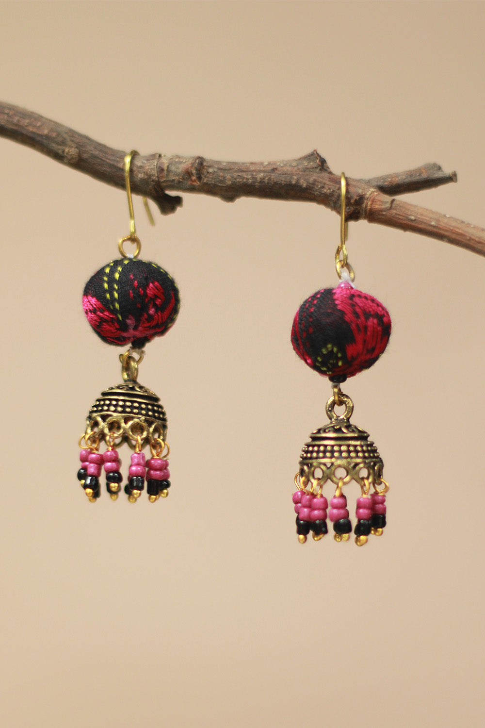 Nakhre | Chindi Potli Jhumka | Noir & Pink