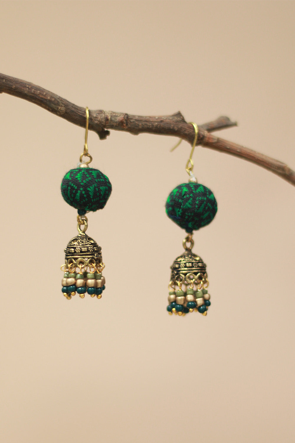 Nakhre | Chindi Potli Jhumka | Green