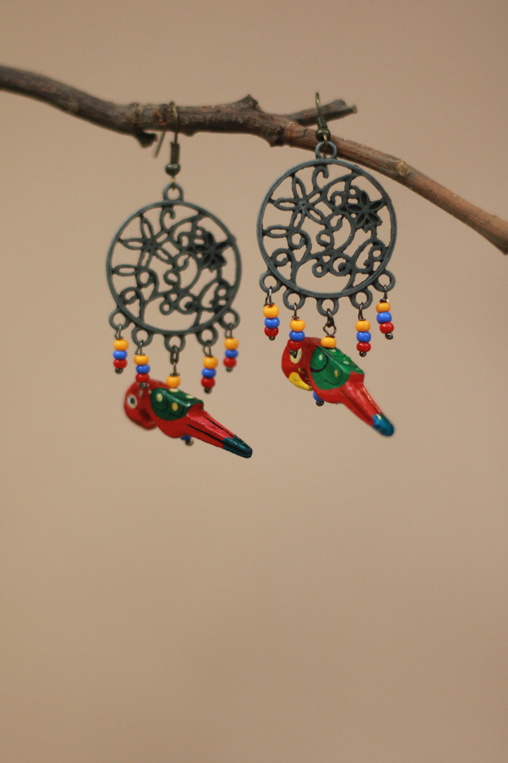 Nakshita | Chidiya Earrings | Red