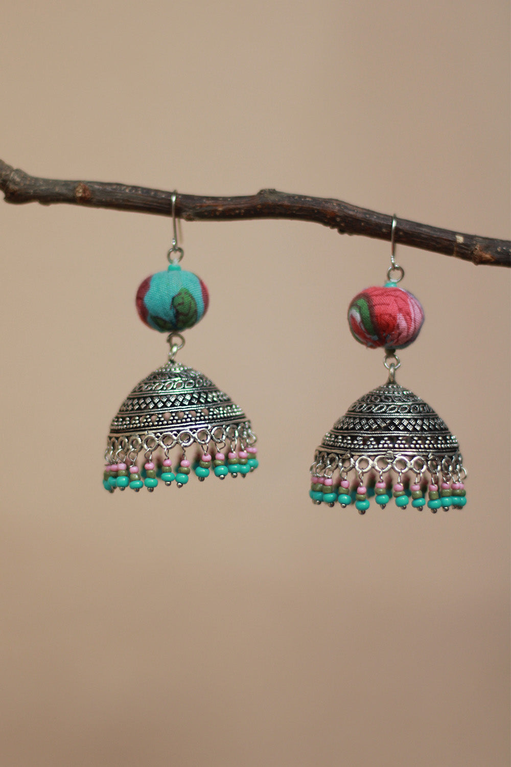Nakhre | Chindi Potli Jhumka | Blue & Pink
