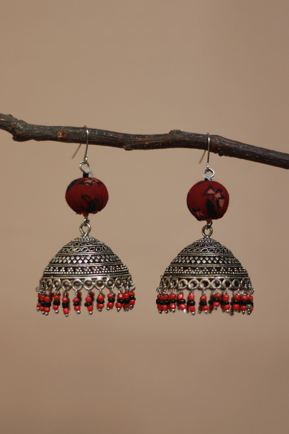 Nakhre | Chindi Potli Jhumka | Black & Red
