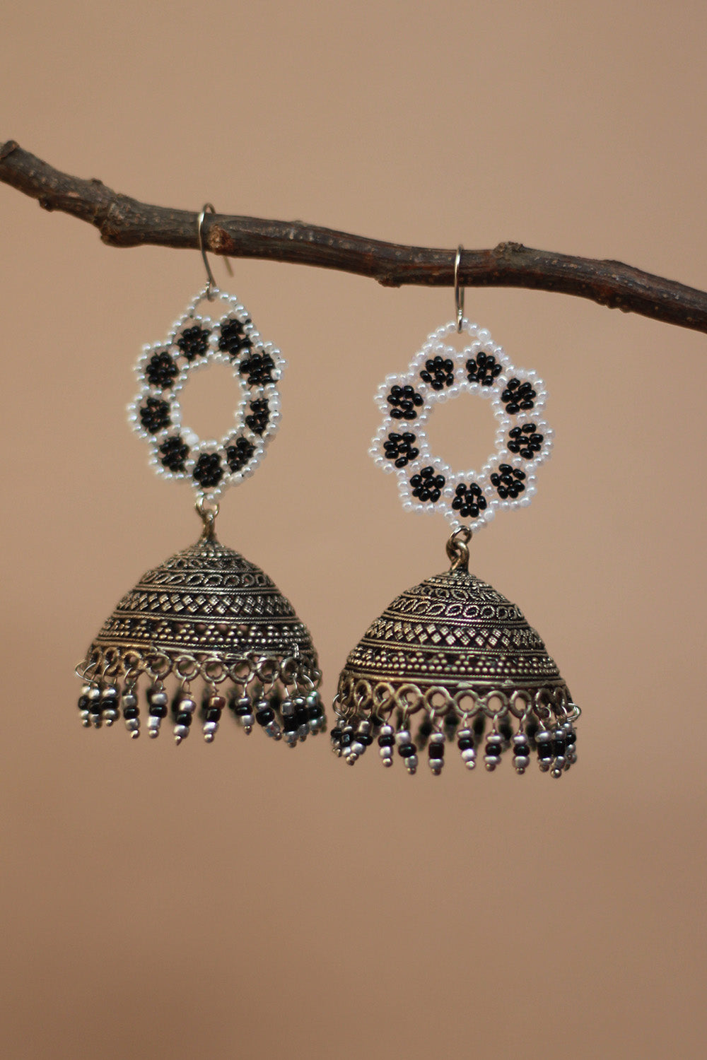 Classic Beaded Earrings | Black & White