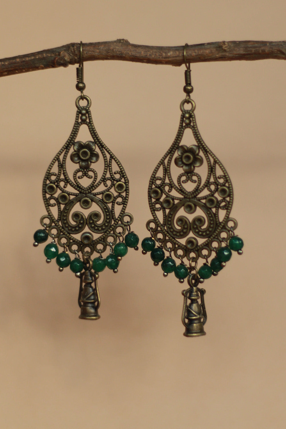 Nakshita | Classic Beaded Earrings | Green
