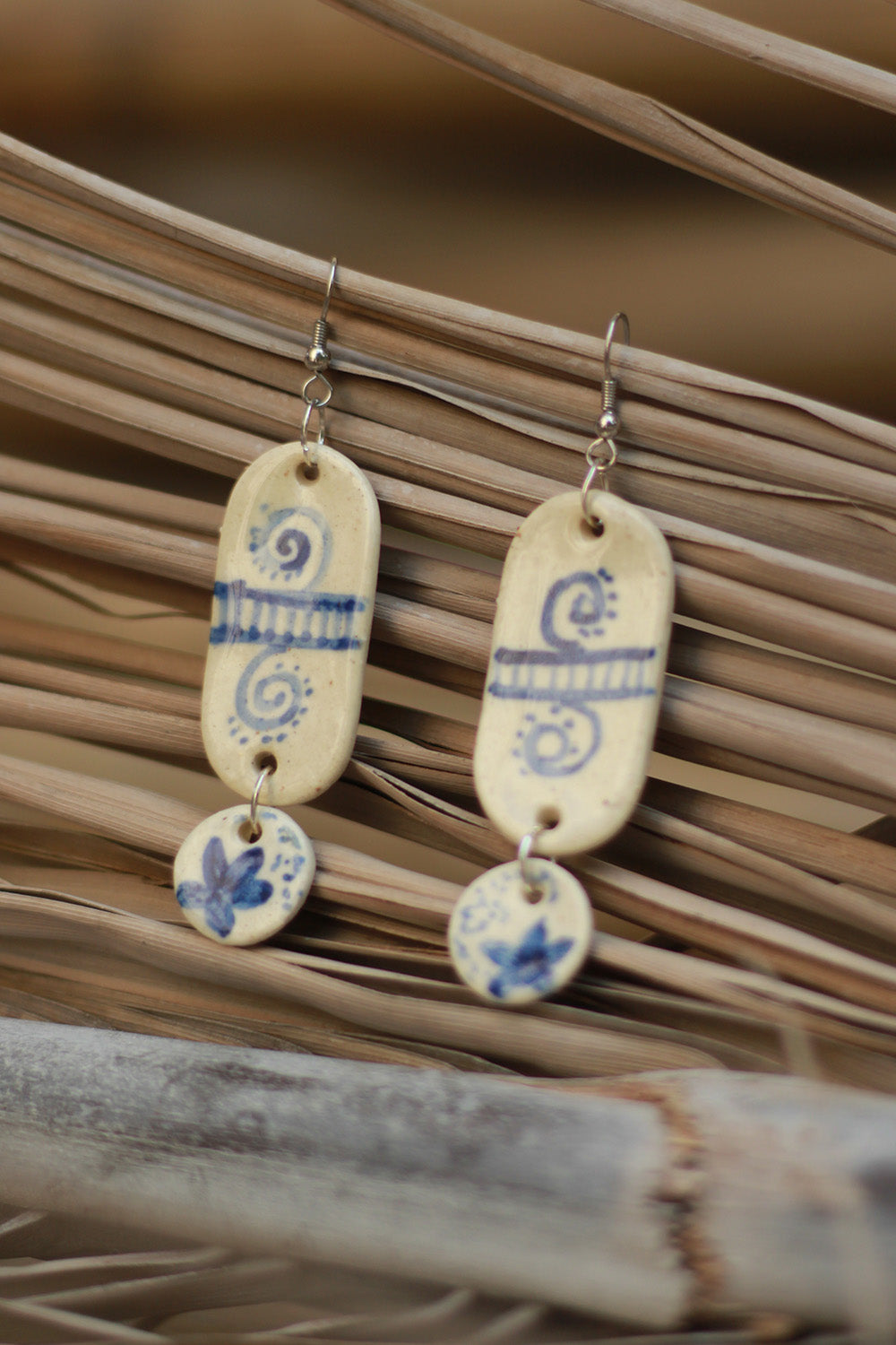 Mrida | Ceramic Earrings | Blue Swirls