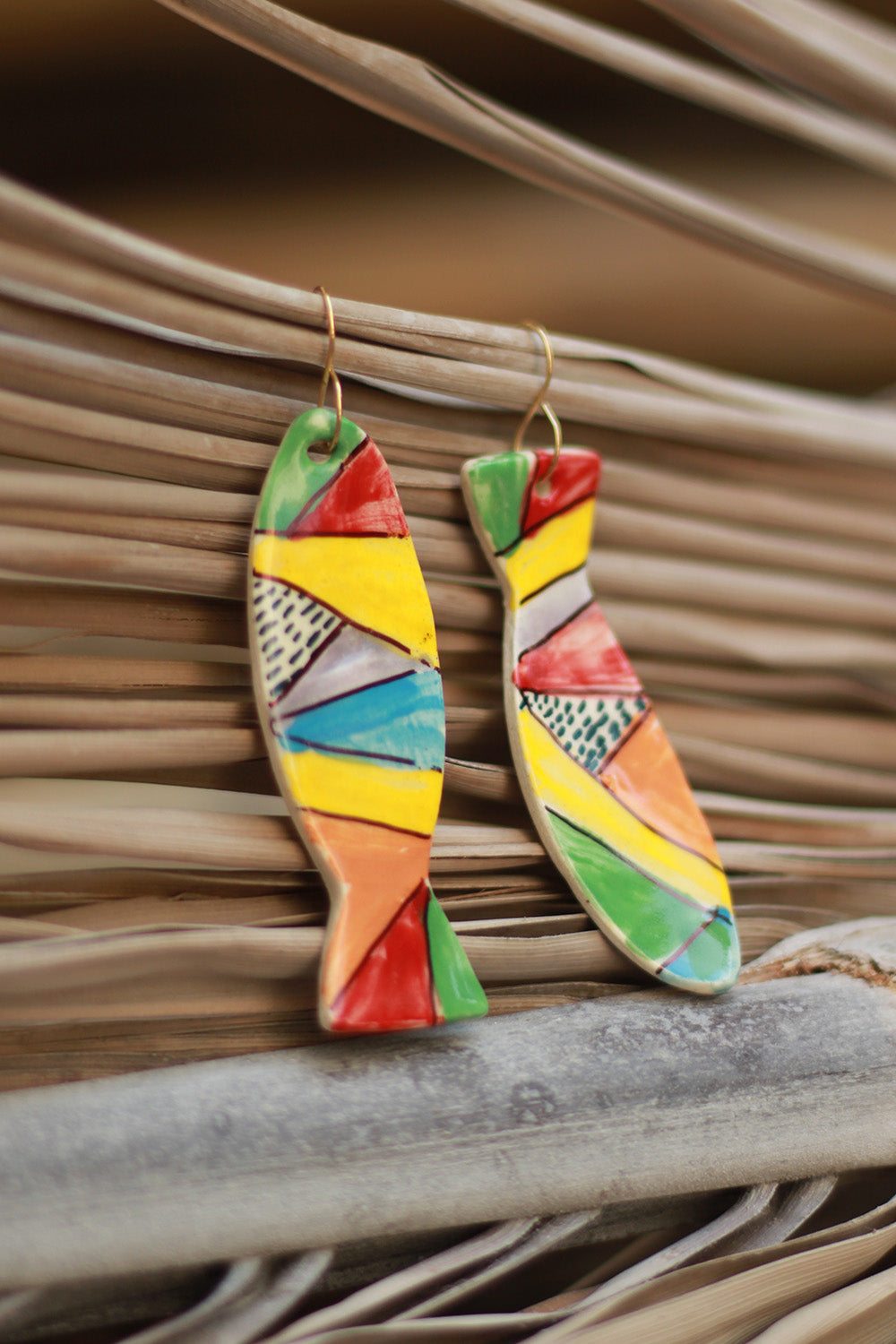 Mrida | Ceramic Earrings | Multicolour Fish