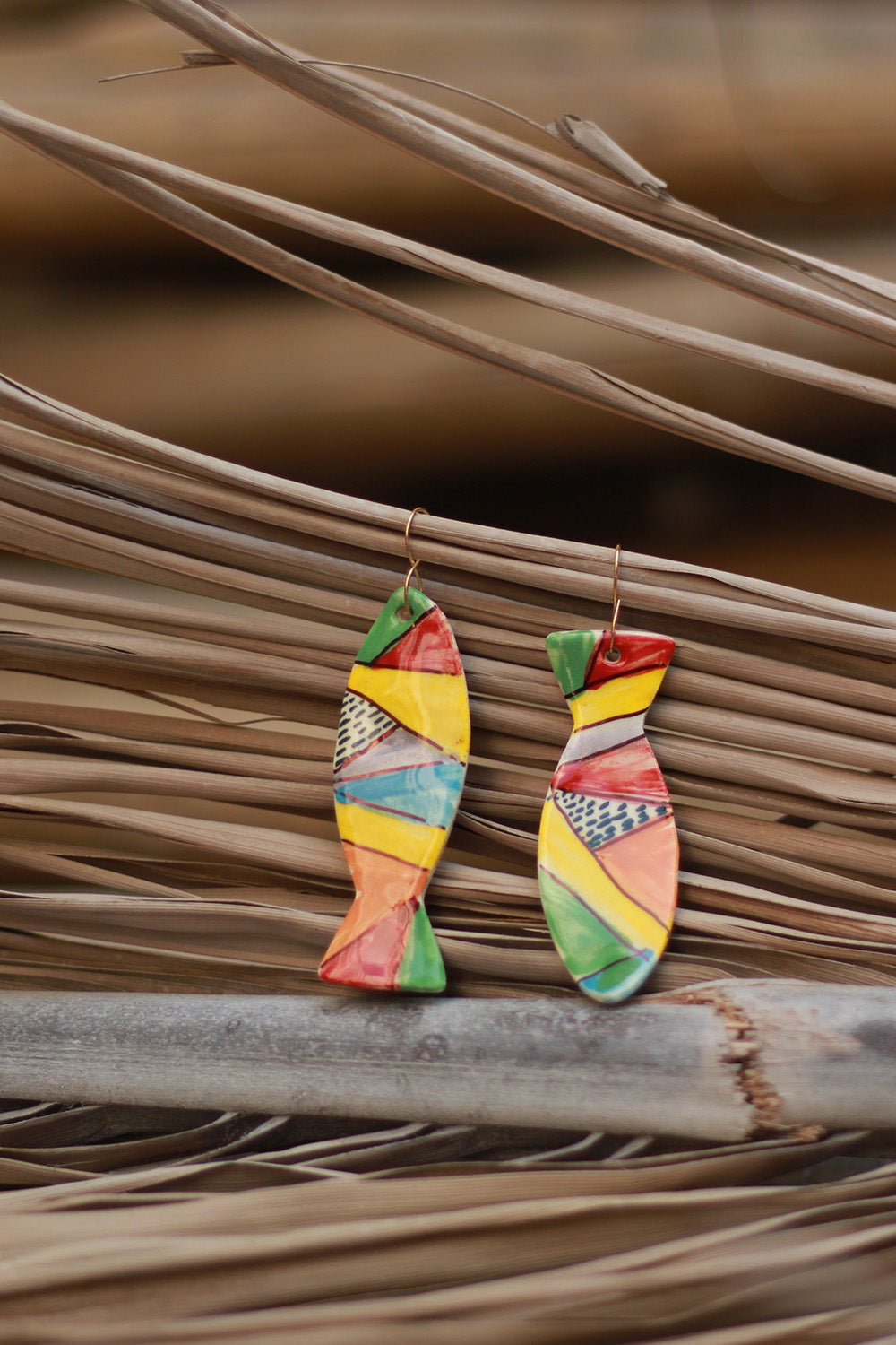 Mrida | Ceramic Earrings | Multicolour Fish