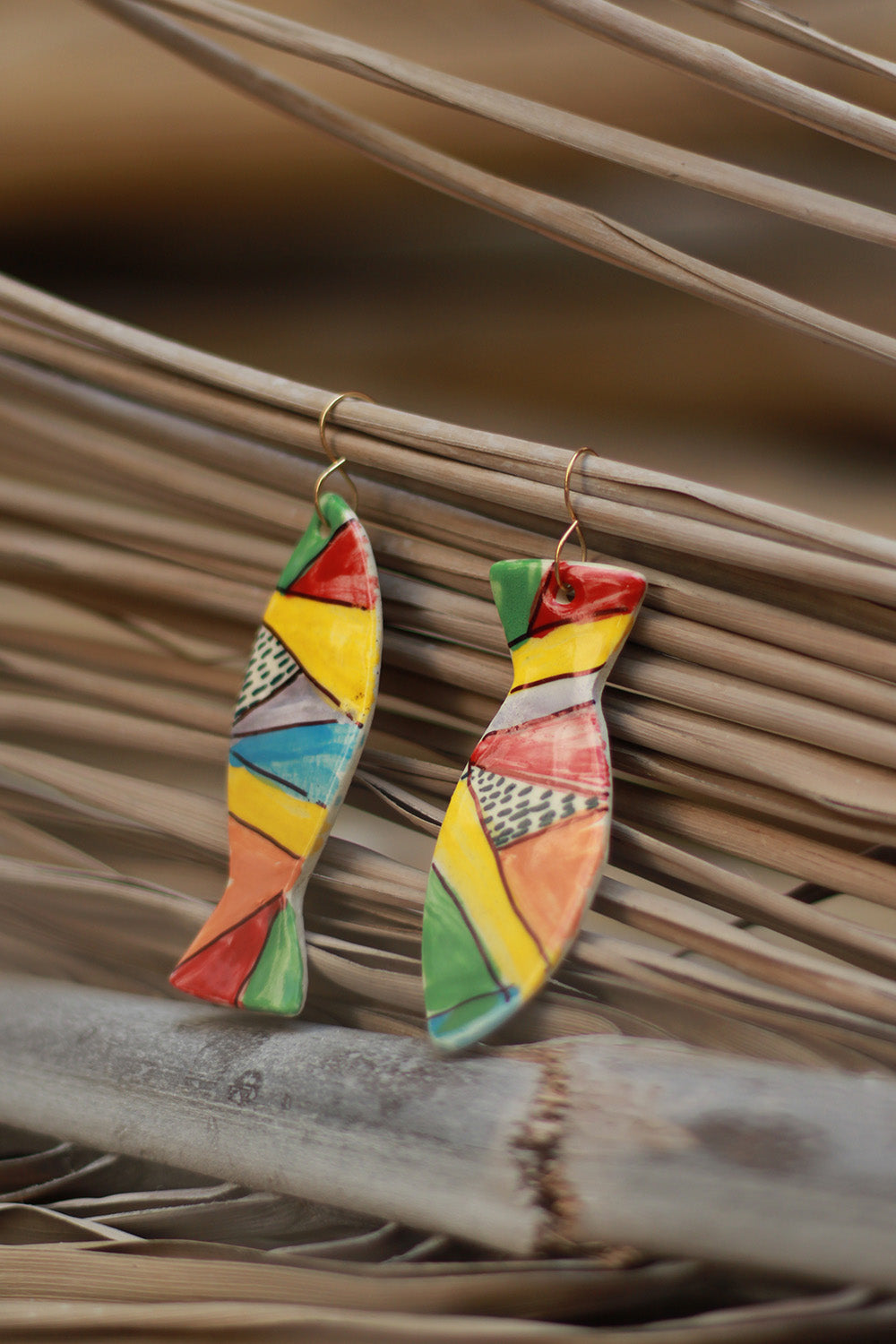 Mrida | Ceramic Earrings | Multicolour Fish