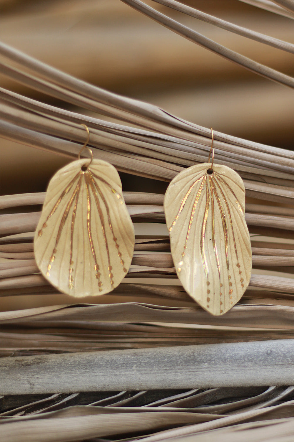 Mrida | Ceramic Earrings | Cream Shell