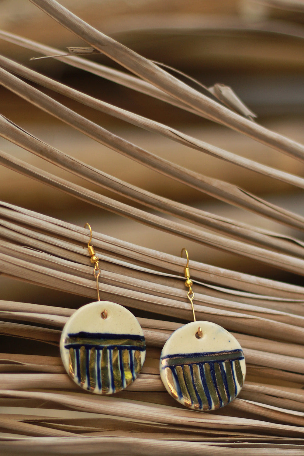 Mrida | Ceramic Earrings | White Half-Moon