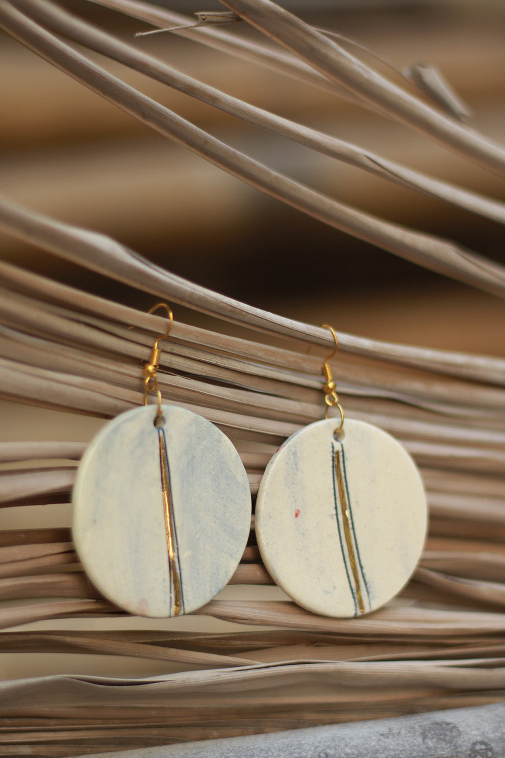 Mrida | Ceramic Earrings | Pale Blue Disc