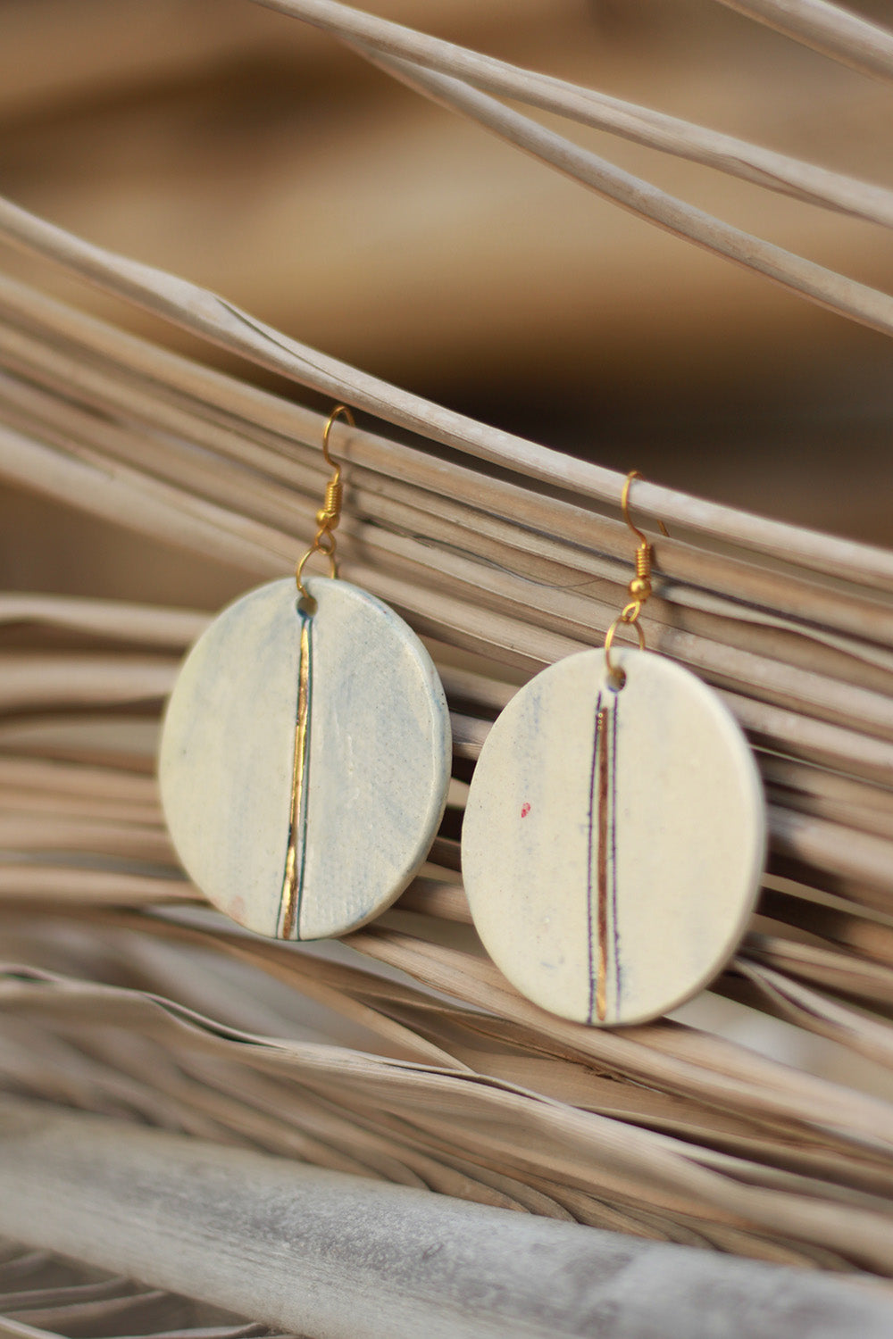 Mrida | Ceramic Earrings | Pale Blue Disc