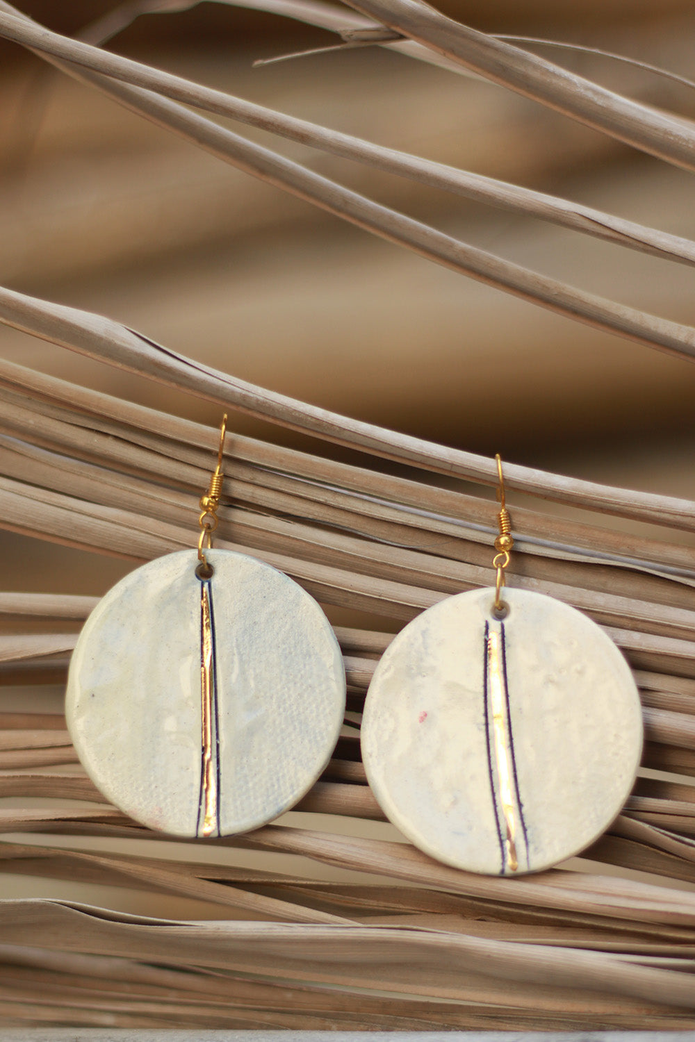 Mrida | Ceramic Earrings | Pale Blue Disc