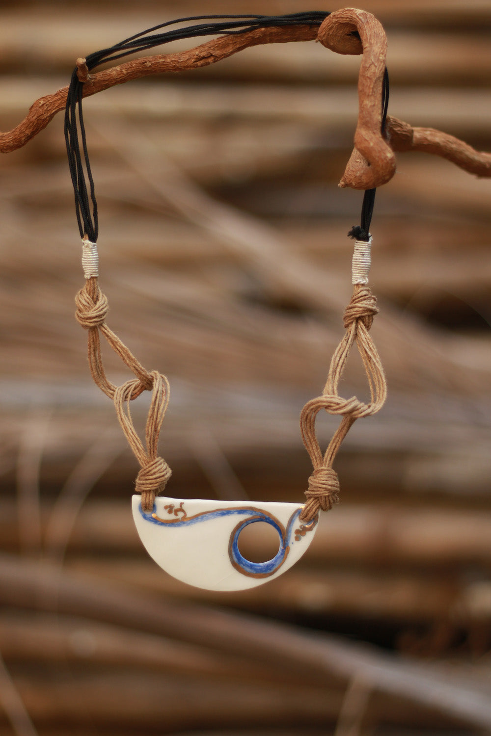 Mrida | Ceramic Necklace | White Half-Moon