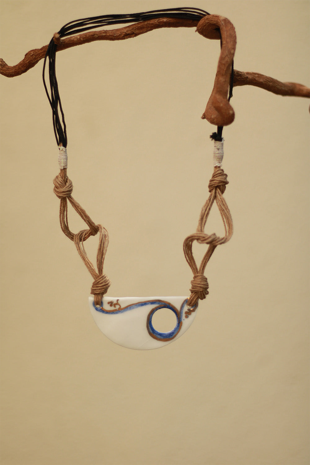 Mrida | Ceramic Necklace | White Half-Moon