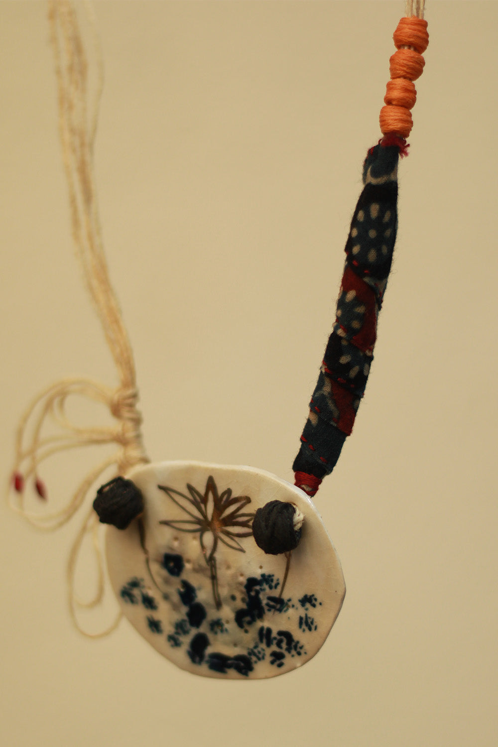 Mrida | Ceramic Necklace | Blue Flower
