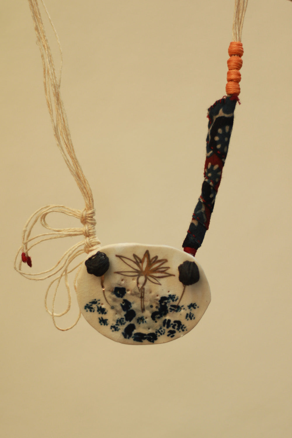 Mrida | Ceramic Necklace | Blue Flower