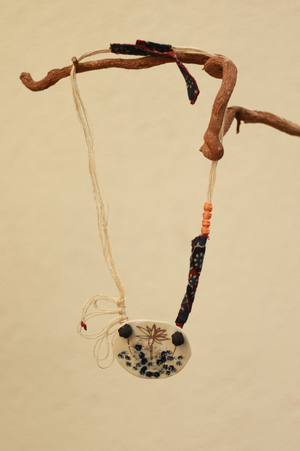 Mrida | Ceramic Necklace | Blue Flower