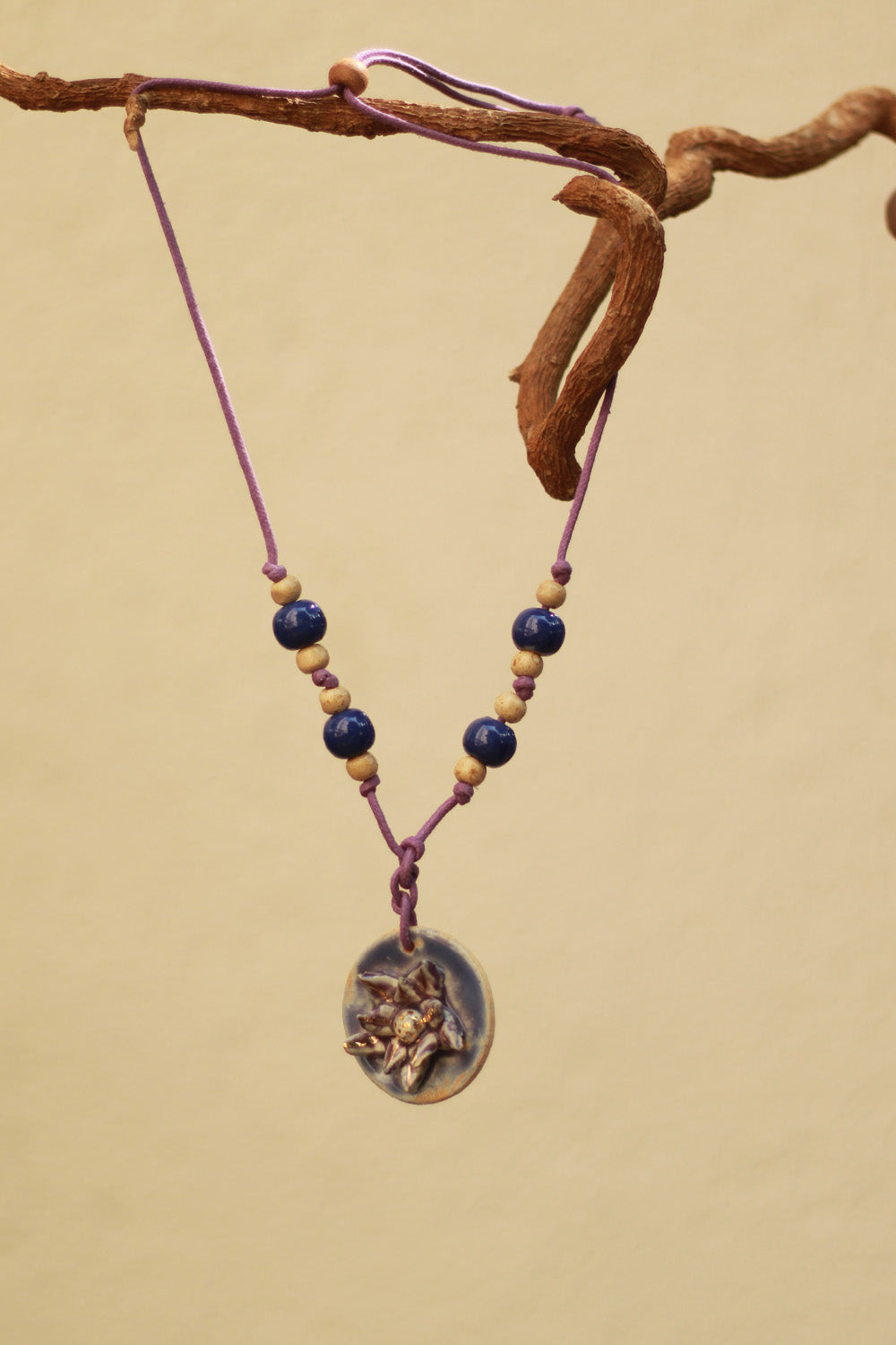 Mrida | Ceramic Necklace | Blue Flower