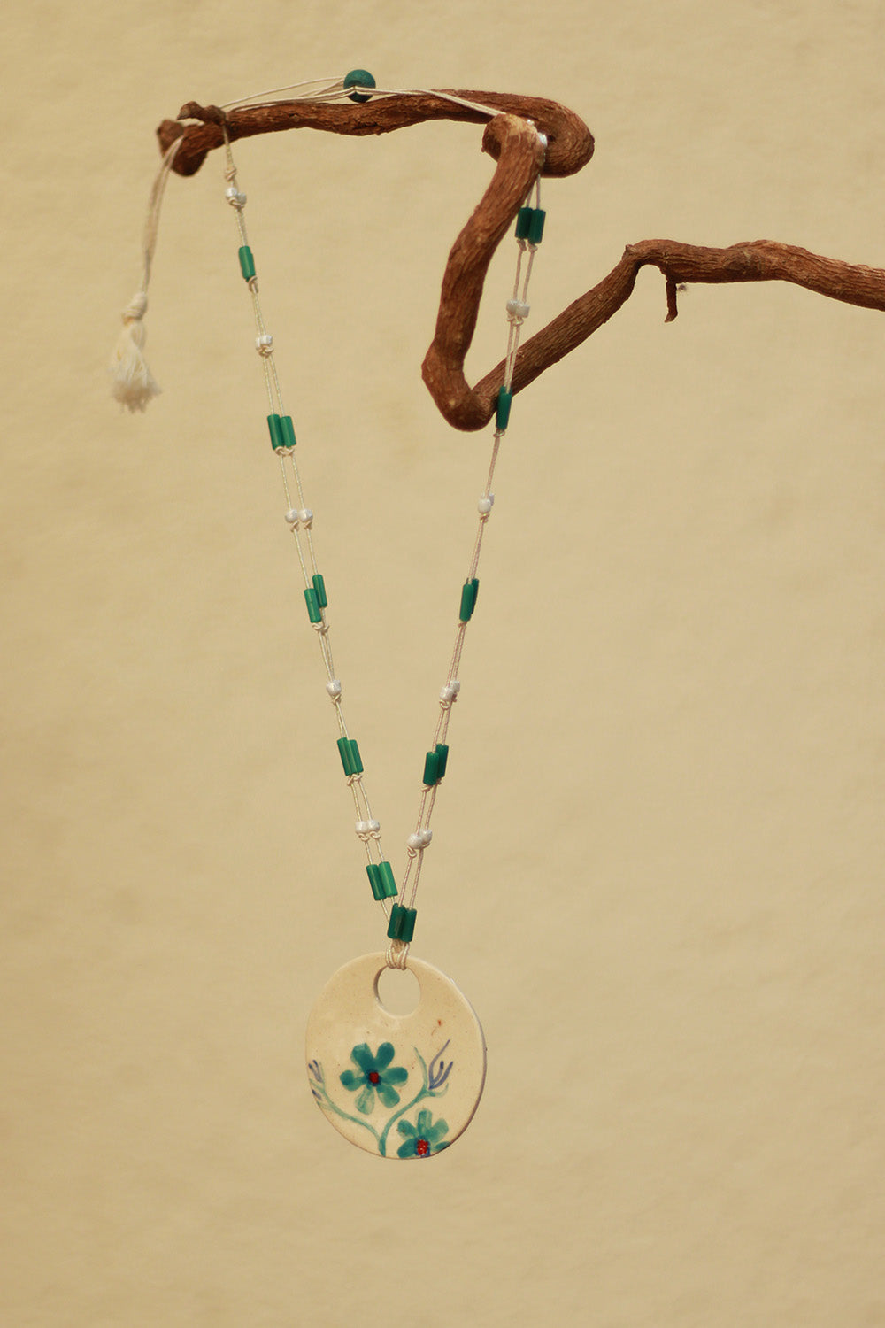 Mrida | Ceramic Necklace | Blue Flower