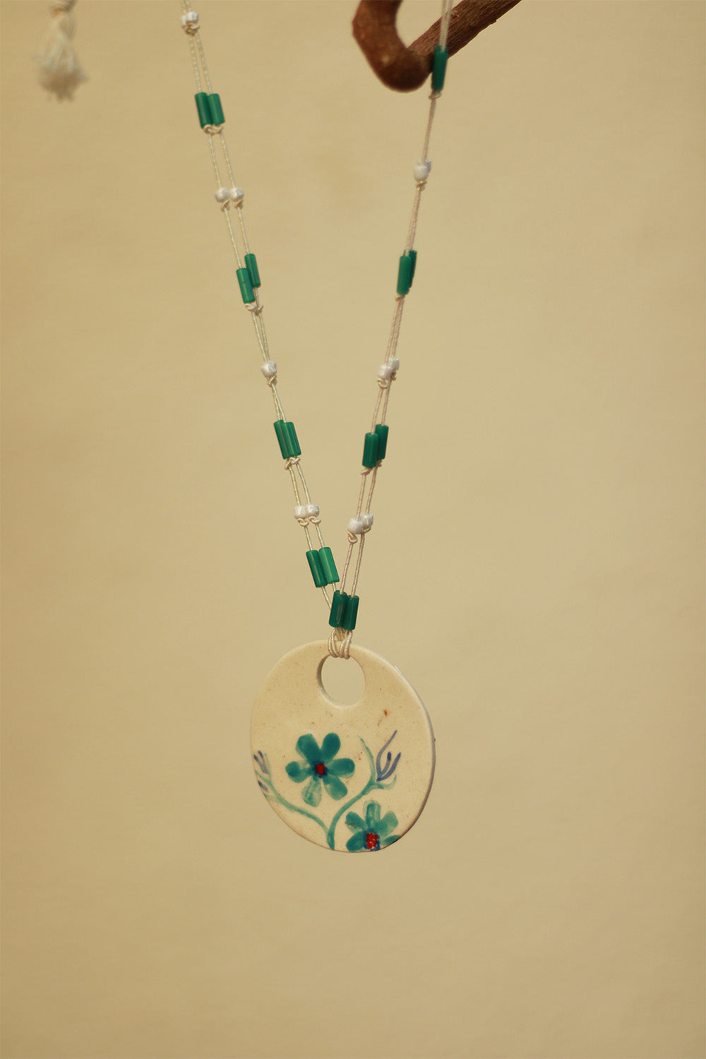 Mrida | Ceramic Necklace | Blue Flower