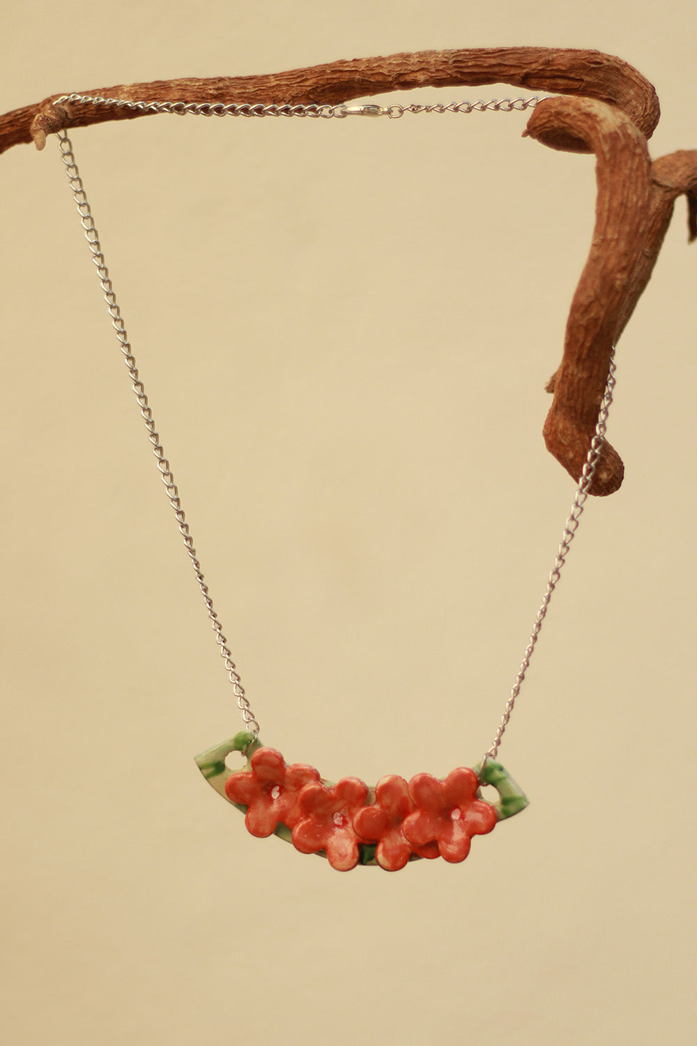 Mrida | Ceramic Necklace | Orange Flower
