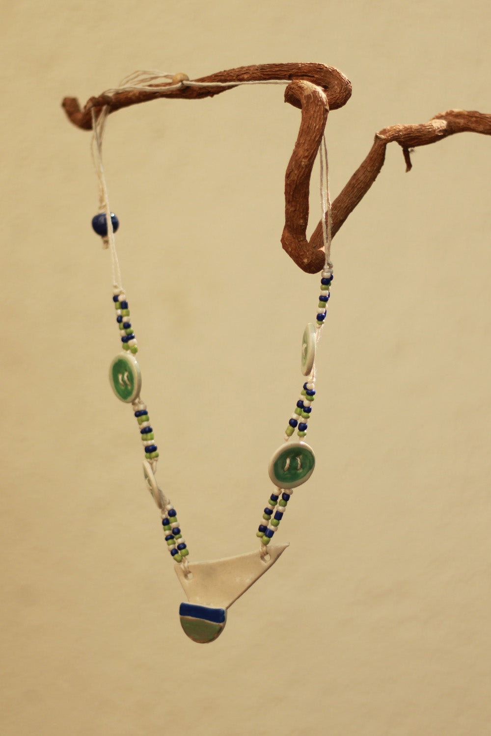 Mrida | Ceramic Necklace | Green Buttons
