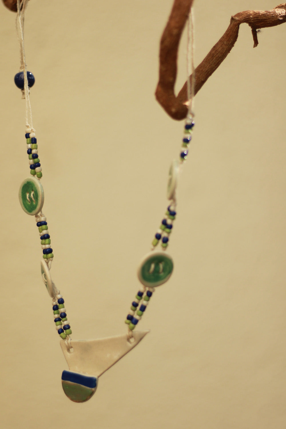 Mrida | Ceramic Necklace | Green Buttons