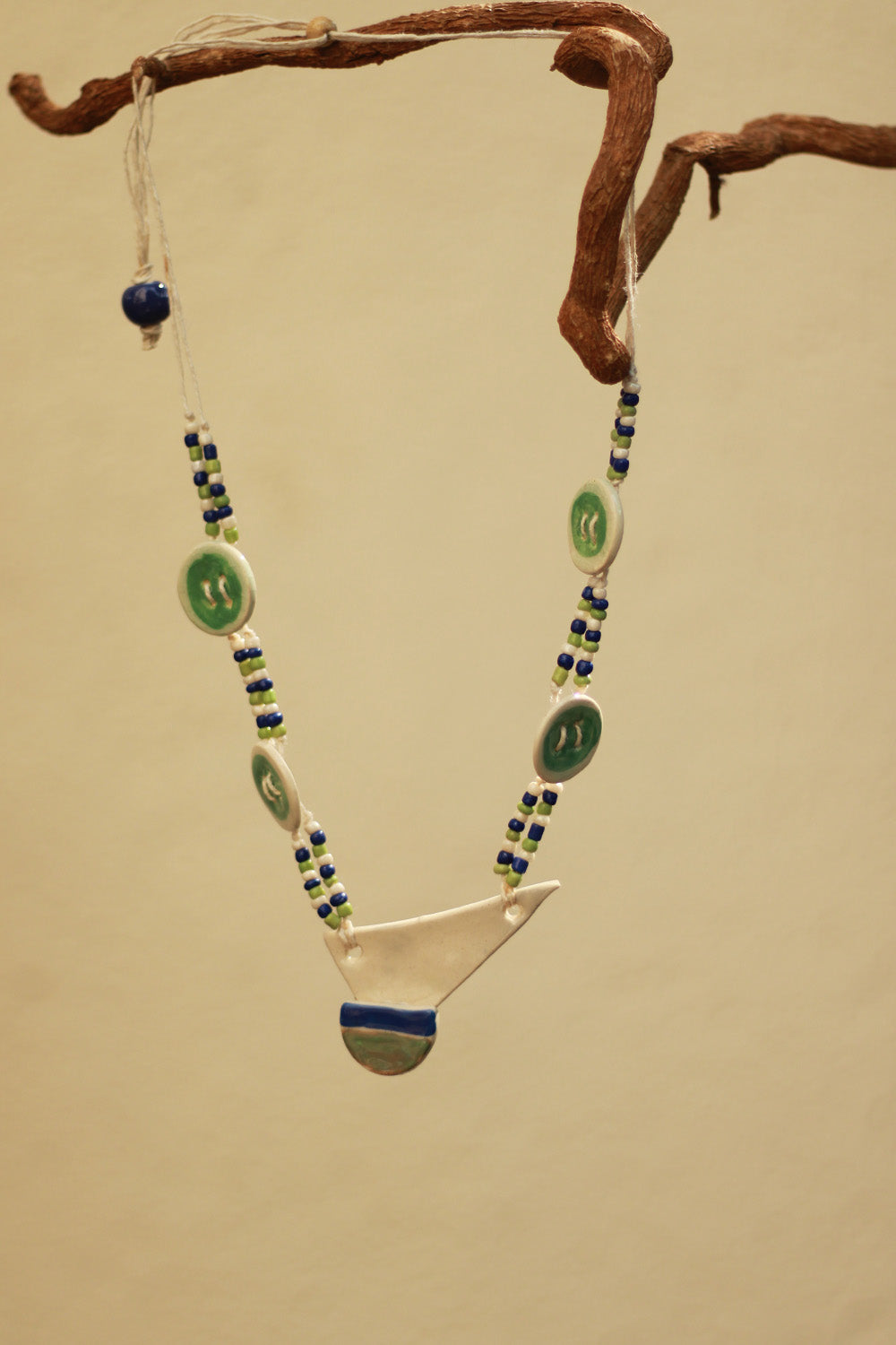 Mrida | Ceramic Necklace | Green Buttons