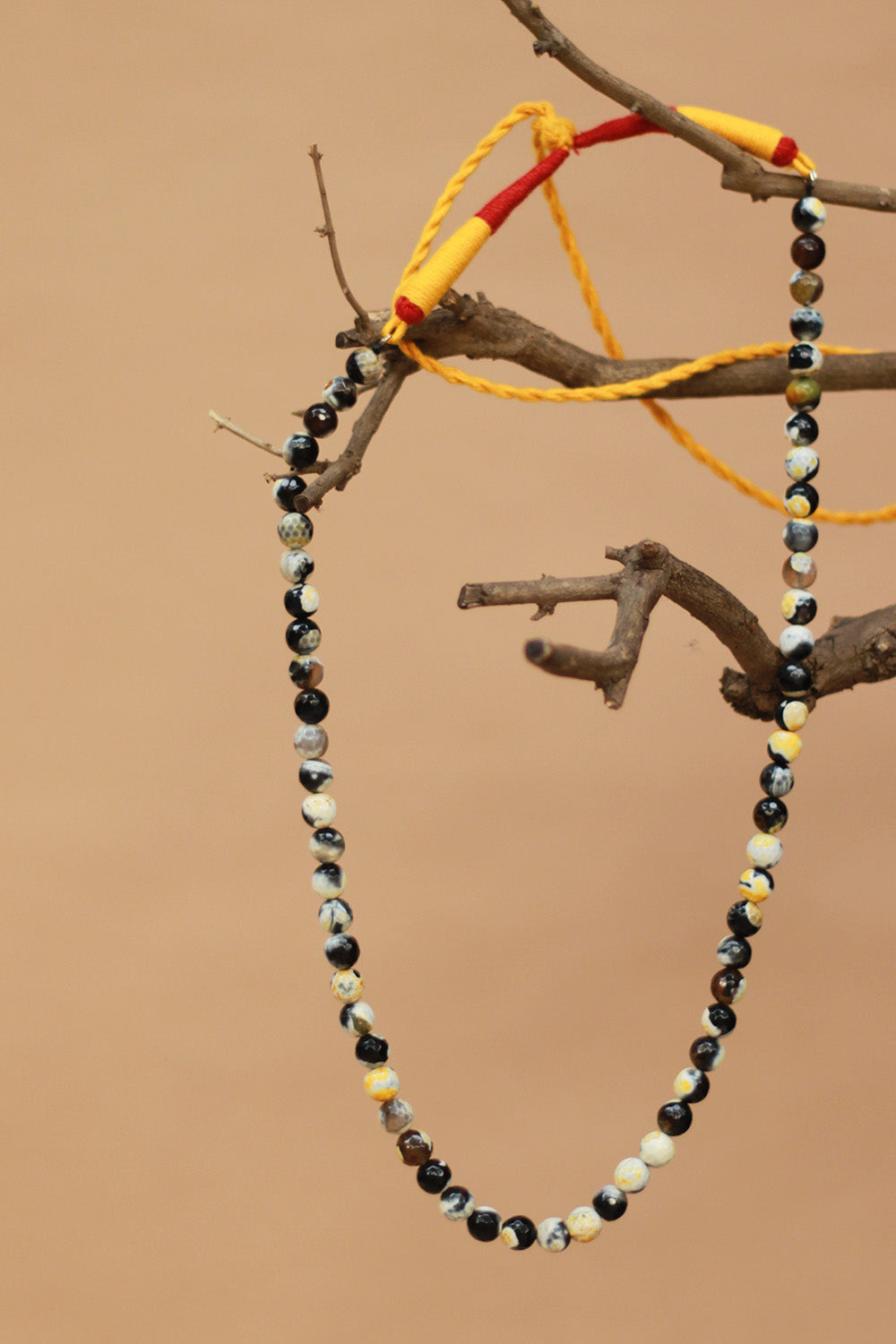 Necklace | Agate Beads | White & Yellow