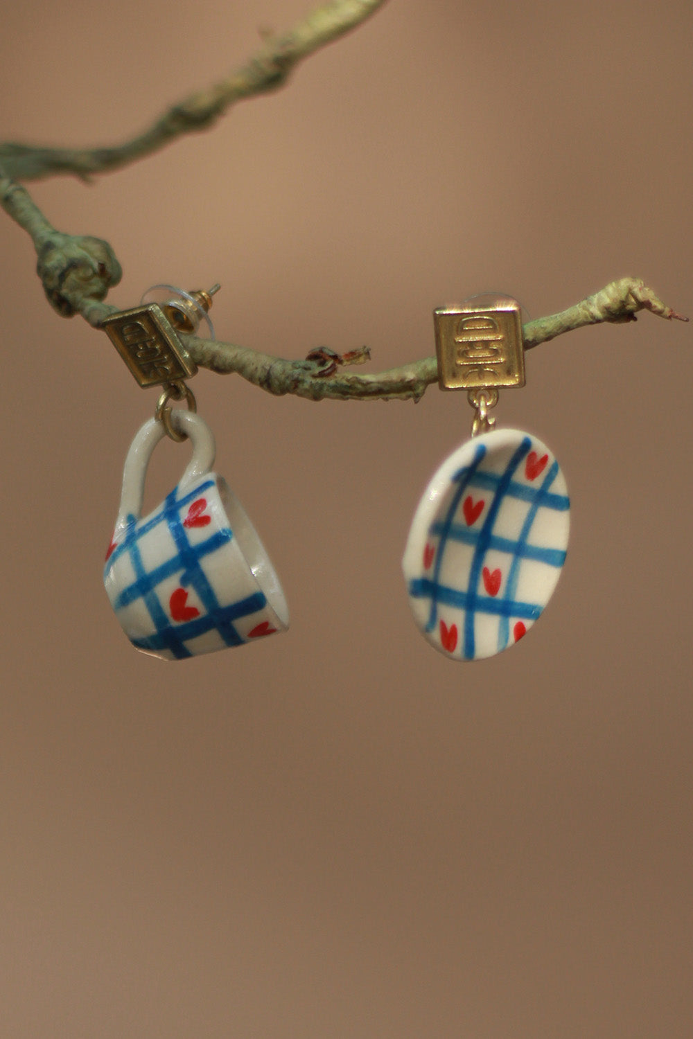Sadhvi | Ceramic Cup & Saucer Earrings | Heartbox