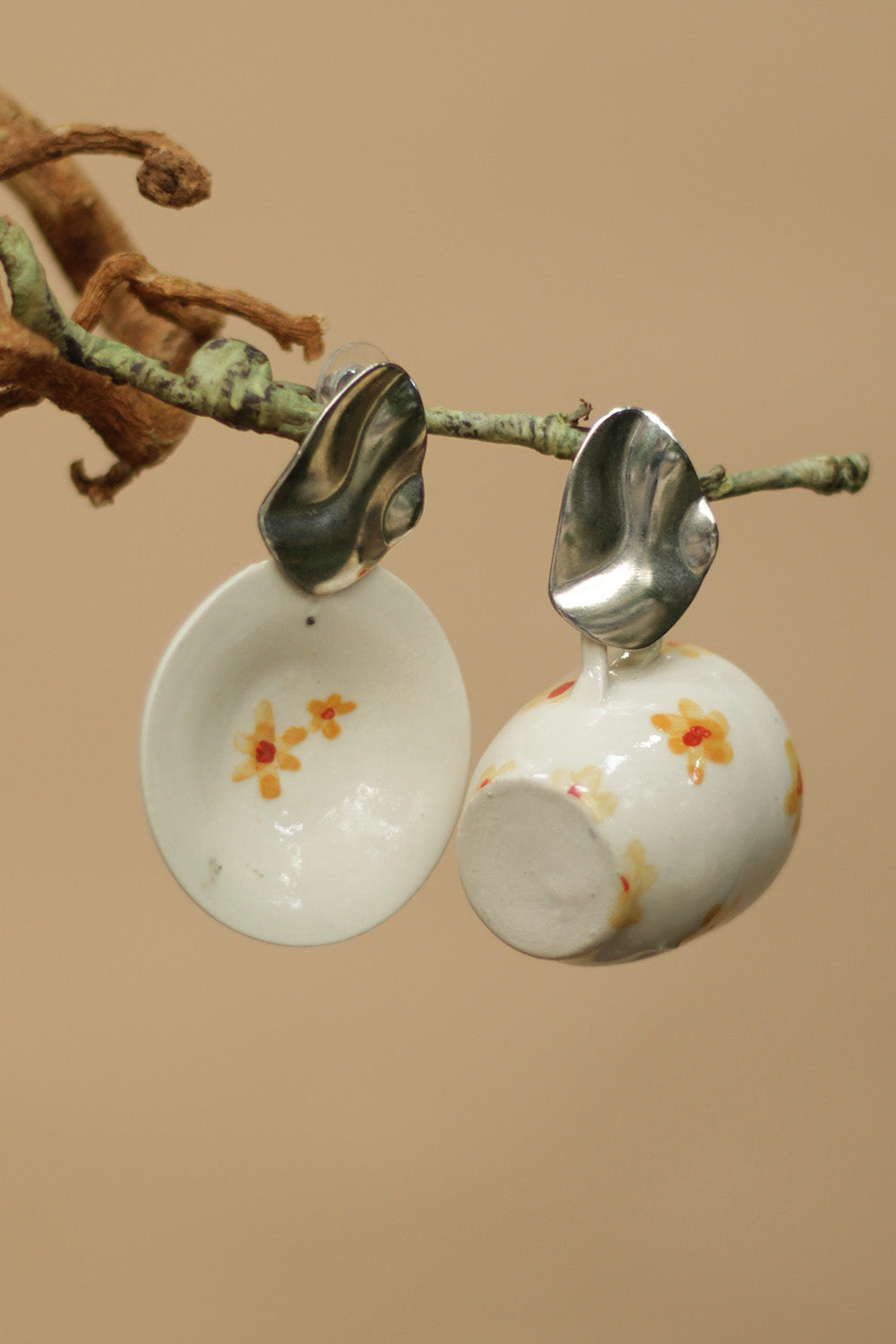 Sadhvi | Ceramic Earrings | Yellow Flower