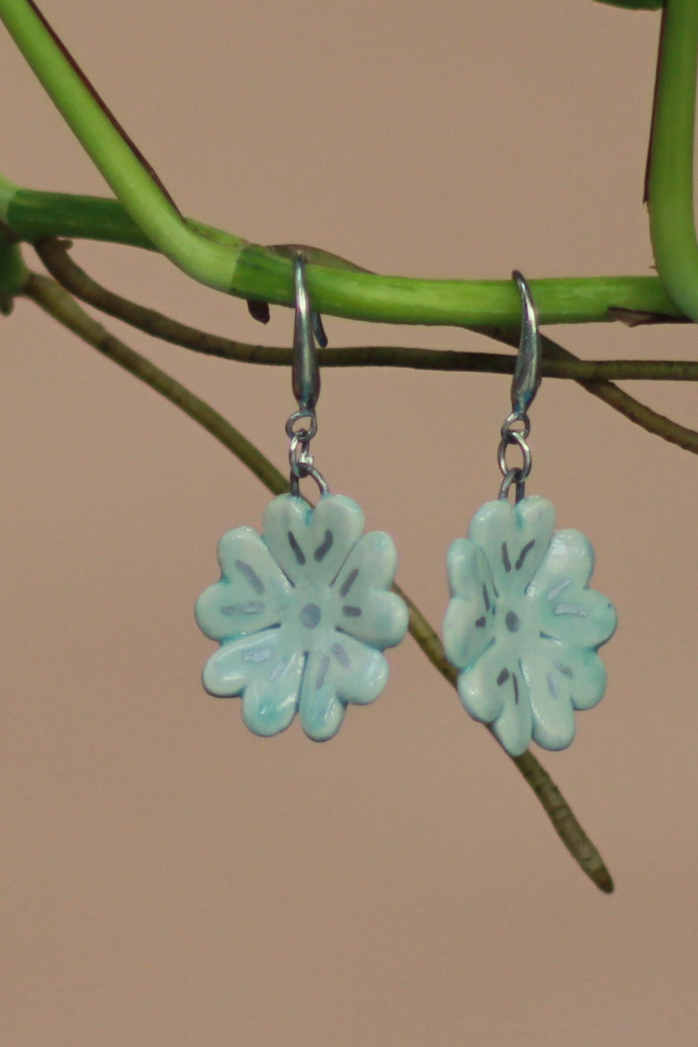 Sadhvi | Ceramic Flower Earrings | Mint