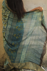 Malini | Dola Silk Saree | Green Bagru Vanaspati