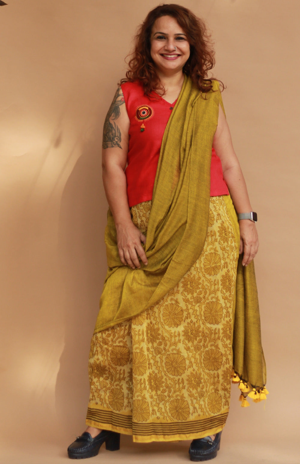 Rangg | Patli Pallu Saree | Chanderi & Mul | Yellow