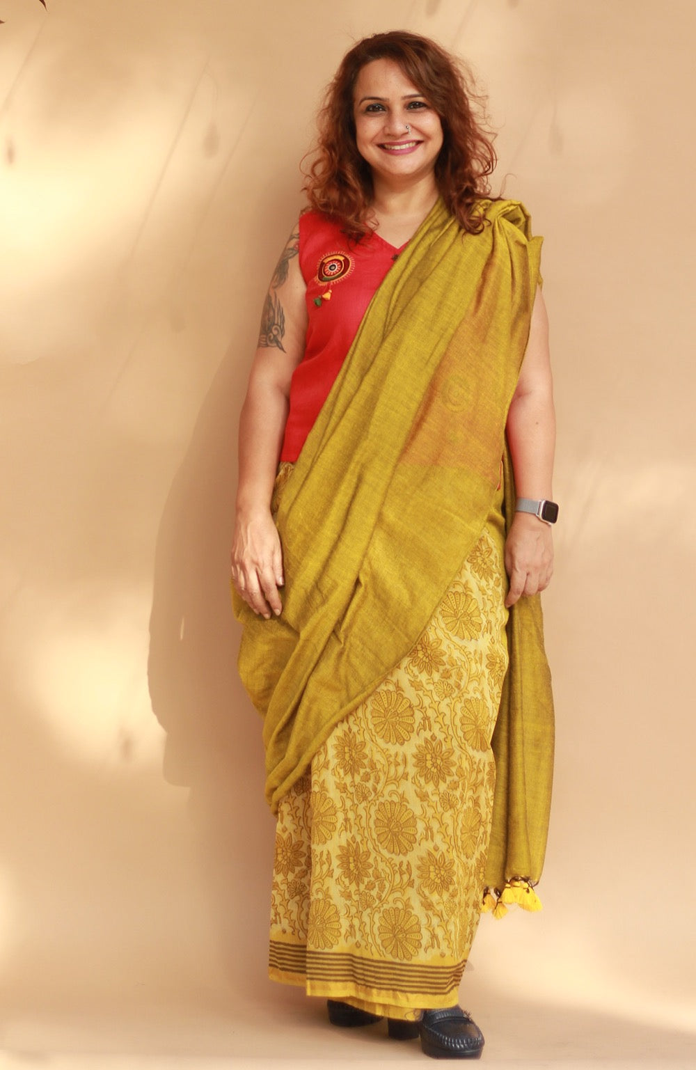 Rangg | Patli Pallu Saree | Chanderi & Mul | Yellow